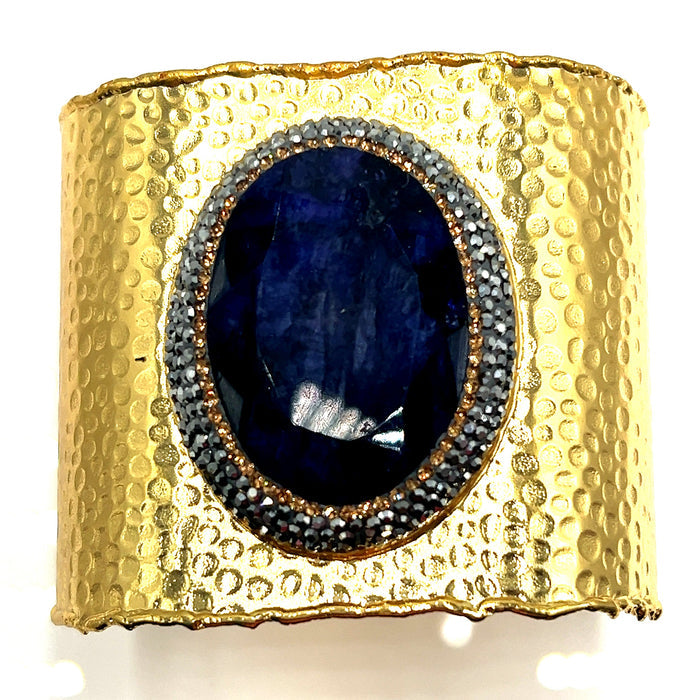 Style the Gemstone Gold Adjustable Statement Cuff Bracelet exclusively at Born To Glam