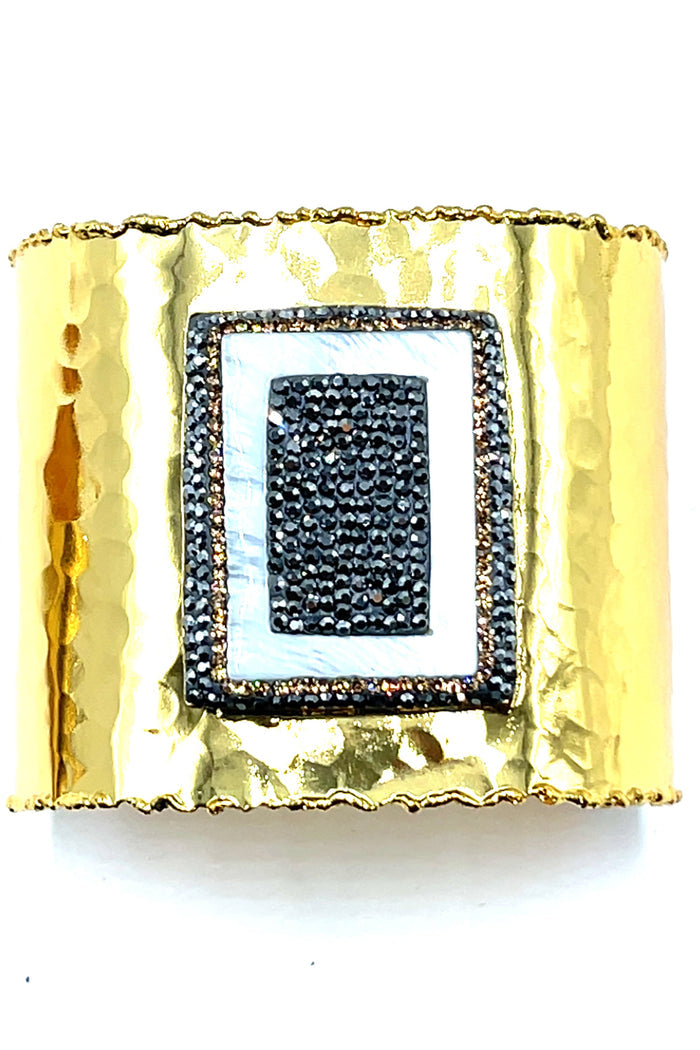 Style the Gemstone Gold Adjustable Statement Cuff Bracelet exclusively at Born To Glam