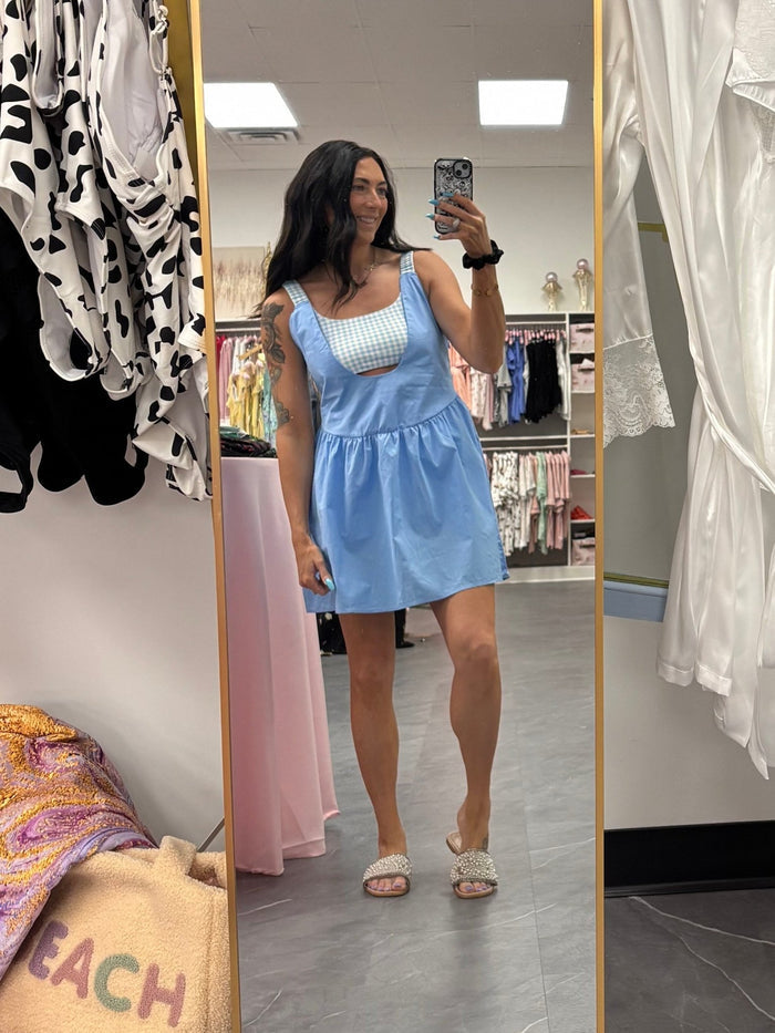 Gingham Athletic Dress - Blue - Intimate Whispers