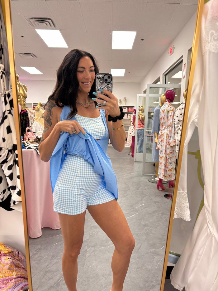Gingham Athletic Dress - Blue - Intimate Whispers