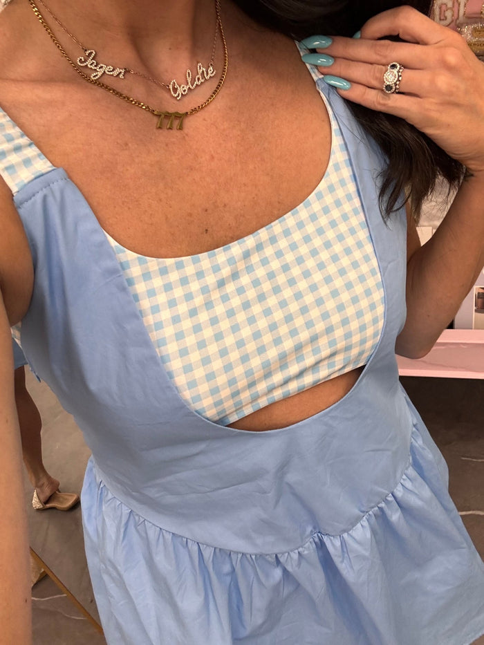 Gingham Athletic Dress - Blue - Intimate Whispers