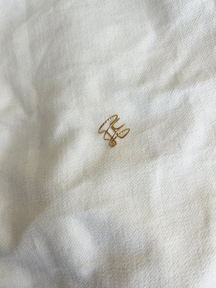Gold-tone stainless steel ring detail