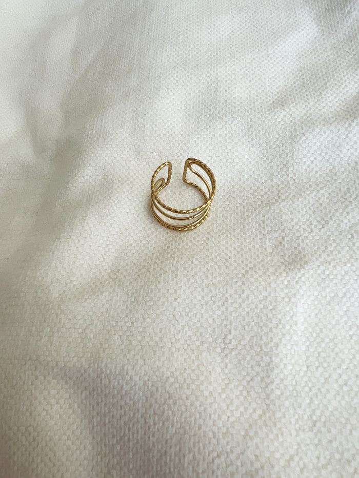 Gold adjustable ring on hand