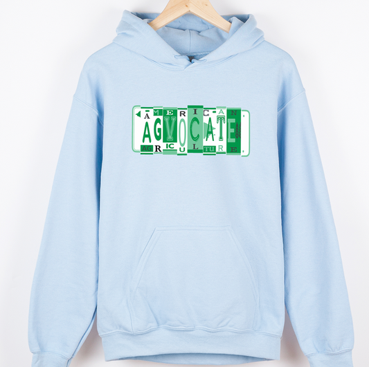 Green Agvocate For Agriculture License Plate– Hoodie