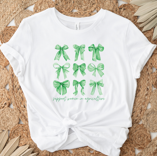 Green Bow Support Women In Agriculture- Bella Canvas T-Shirt