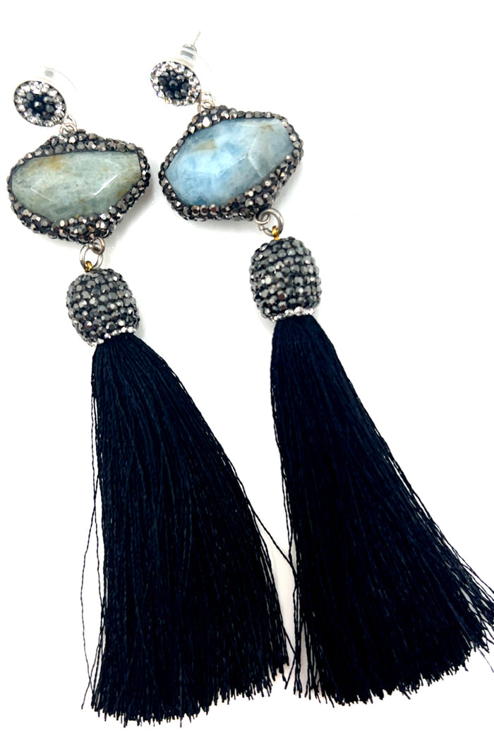 Style the Grey Agate Statement Tassel Earring exclusively at Born To Glam