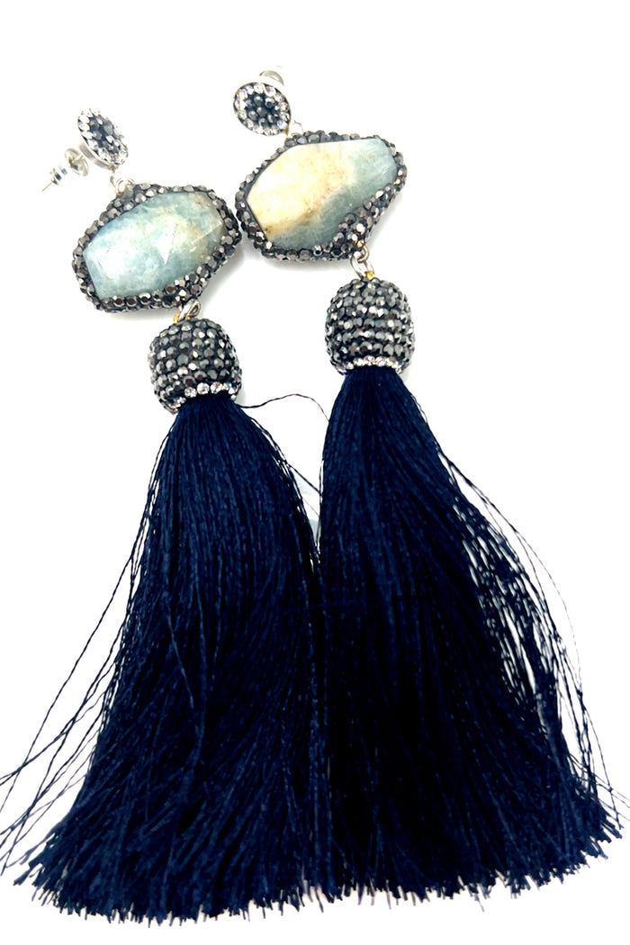 Style the Grey Agate Statement Tassel Earring exclusively at Born To Glam