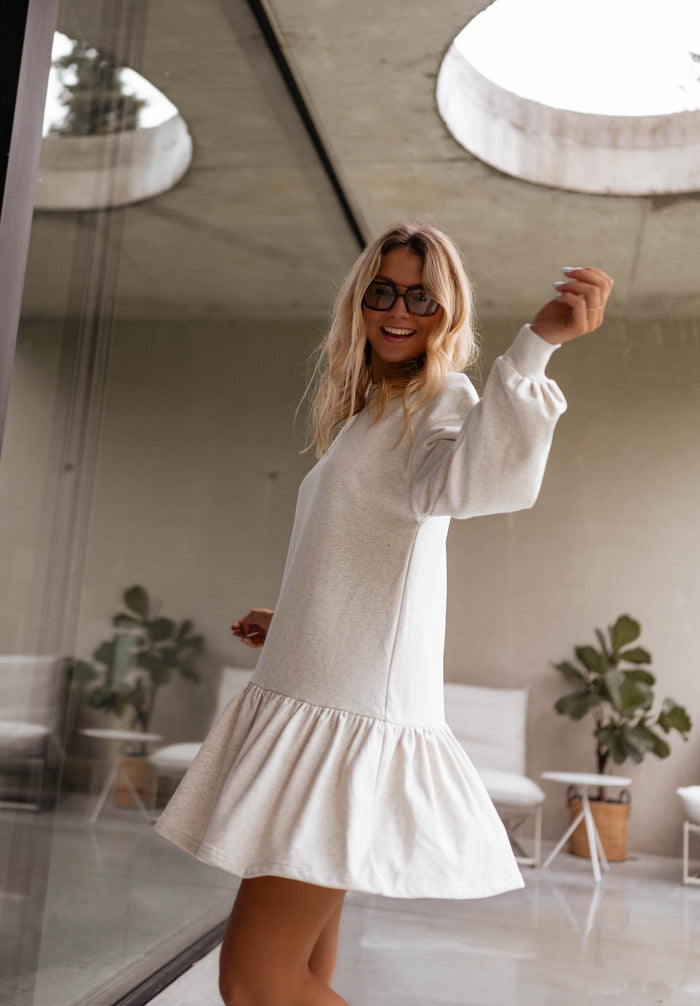 Grey Bertina sweater dress side view