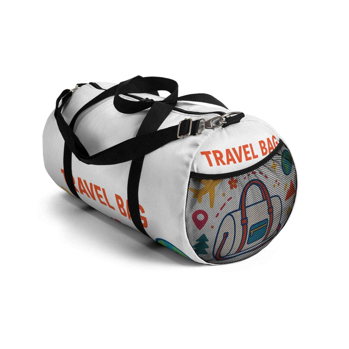 Small and large travel duffel bag size options shown together to help compare dimensions before selecting the preferred size.