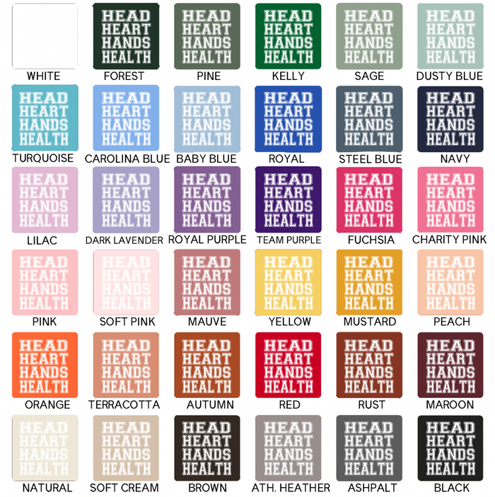 Head, Heart, Hand, Health White Ink- Bella Canvas T-Shirt