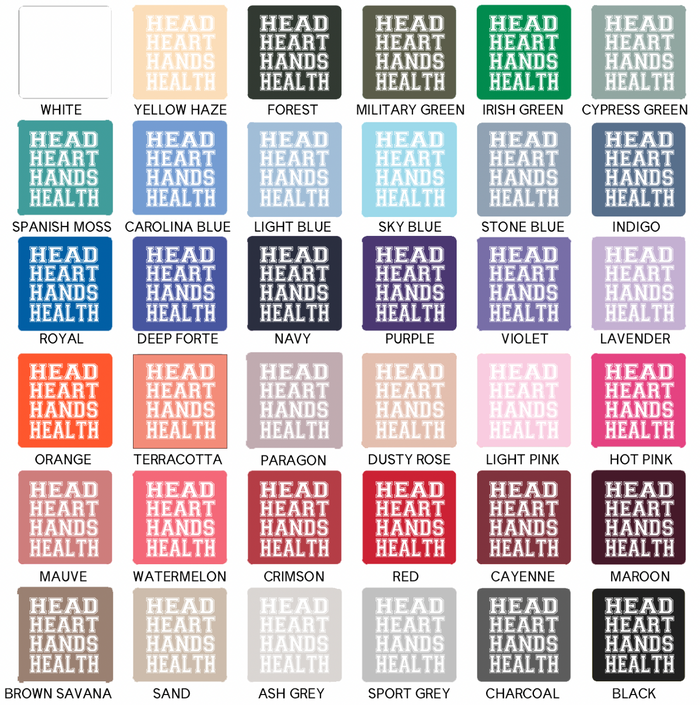 Head, Heart, Hand, Health White Ink– Crewneck