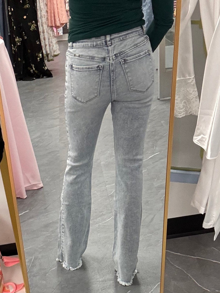 High-Rise Bootcut Denim Jeans- Light Wash - Intimate Whispers