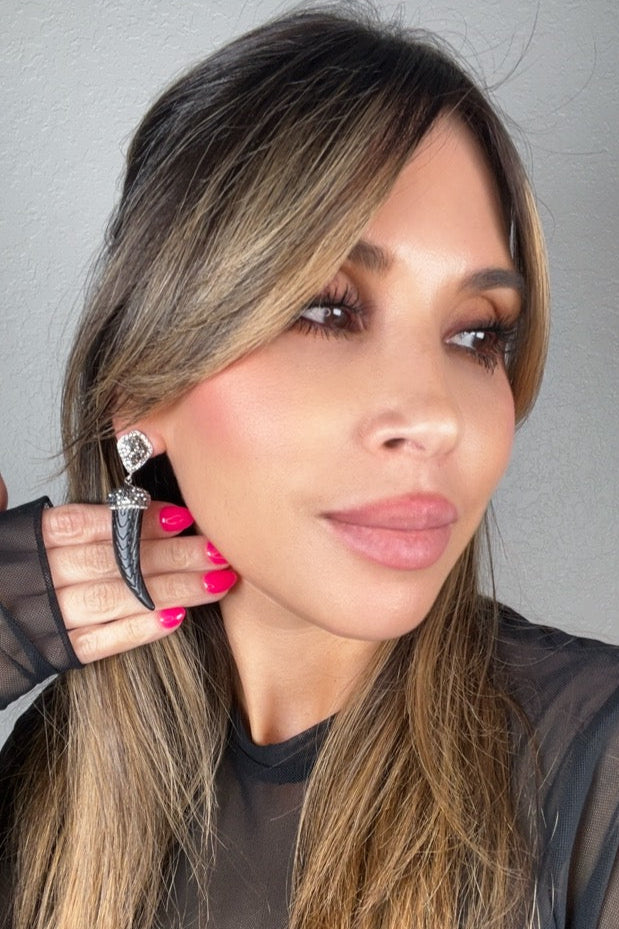 Style the Horn Crystal Dangle Earring exclusively at Born To Glam