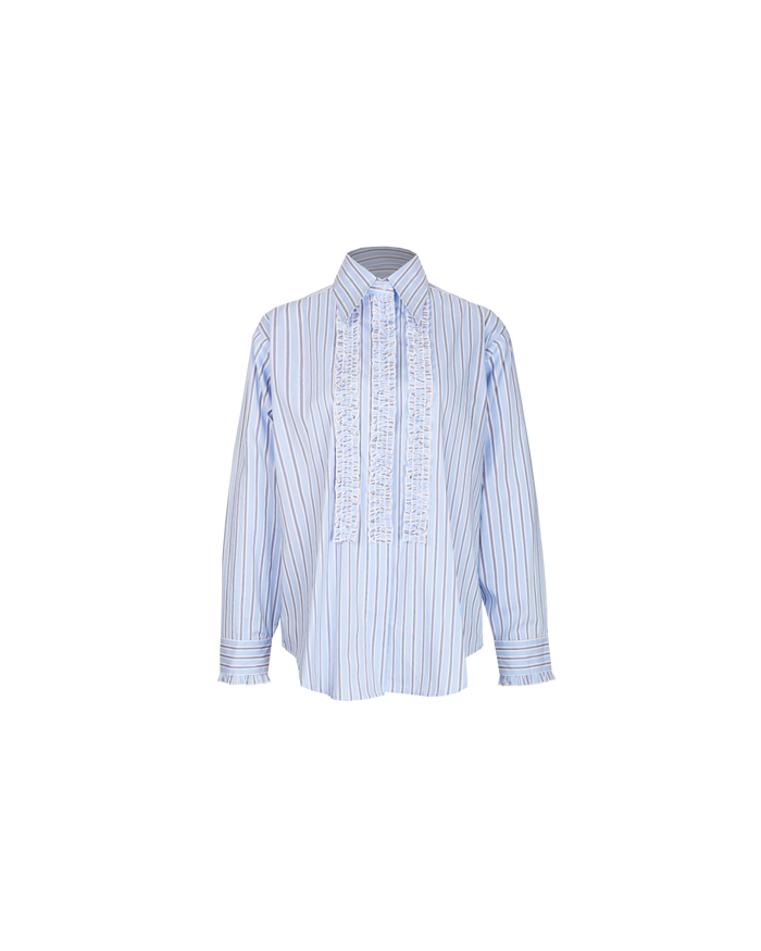HUGH RUFFLE SHIRT BLUE SKY STRIPE
