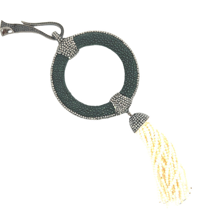 Style the Hunter Green Shagreen Pendant Necklace exclusively at Born To Glam
