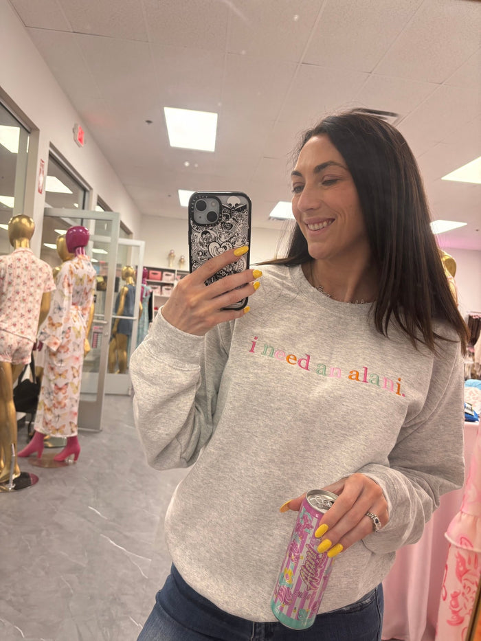 I Need an Energy Drink Embroidered Crewneck - Intimate Whispers