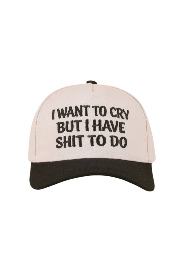 I Want To Cry But I Have S**T To Do Ball Cap-Black-Cute-Trendy-Shop-Womens-Boutique-Clothing-Store