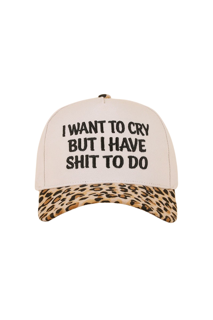 I Want To Cry But I Have S**T To Do Ball Cap-Leopard-Cute-Trendy-Shop-Womens-Boutique-Clothing-Store
