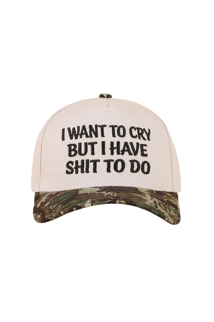 I Want To Cry But I Have S**T To Do Ball Cap-Camo-Cute-Trendy-Shop-Womens-Boutique-Clothing-Store