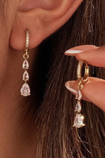 Ice Queen Triple Pear Crystal Dangles-Cute-Trendy-Shop-Womens-Boutique-Clothing-Store