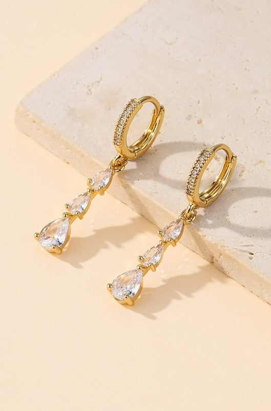 Ice Queen Triple Pear Crystal Dangles-Cute-Trendy-Shop-Womens-Boutique-Clothing-Store