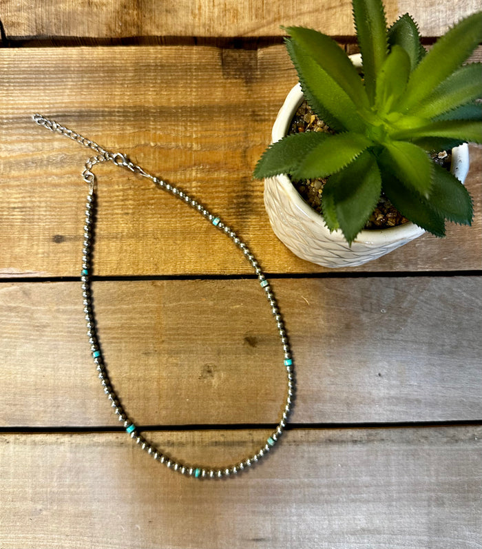 Silver Plated and Composite Turquoise Choker 4mm