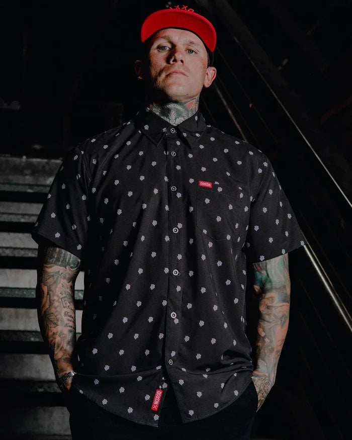 Insignia Short Sleeve Party Shirt - Black/White