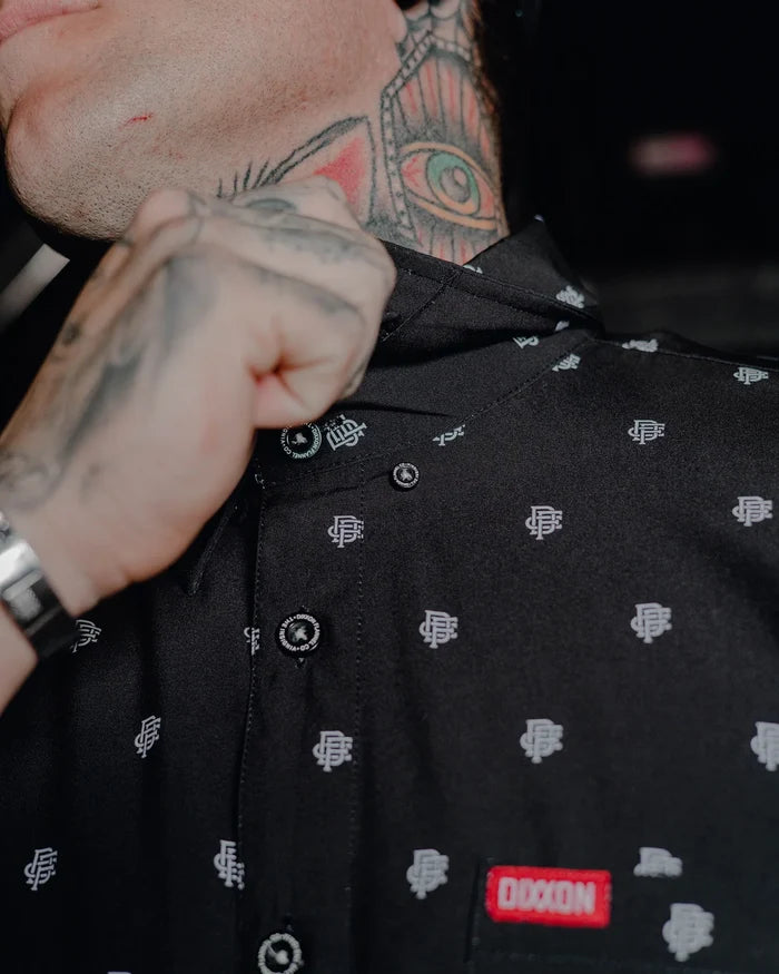 Insignia Short Sleeve Party Shirt - Black/White