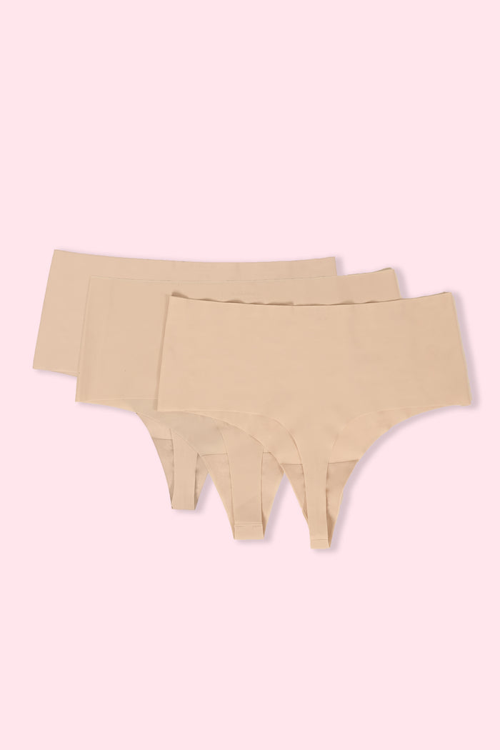 Invisible Seamless High-Rise Thong (3-Piece)
