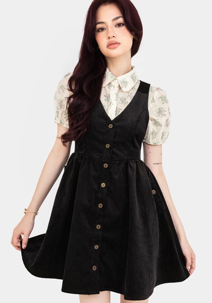 Iris Button Up Pinafore Mini Dress