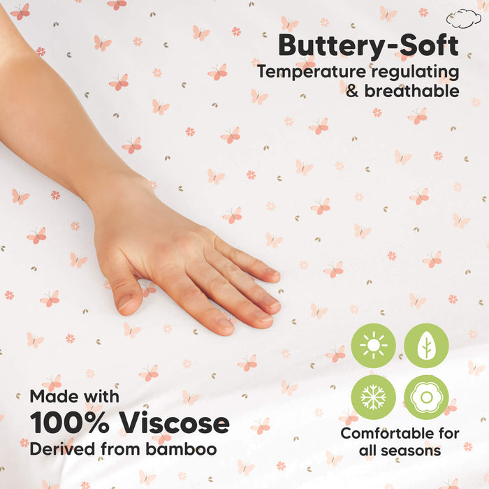 Buttery-Soft, Temperature regulating & breathable. Made with 100% Viscose. Derived from bamboo, comfortable for all seasons