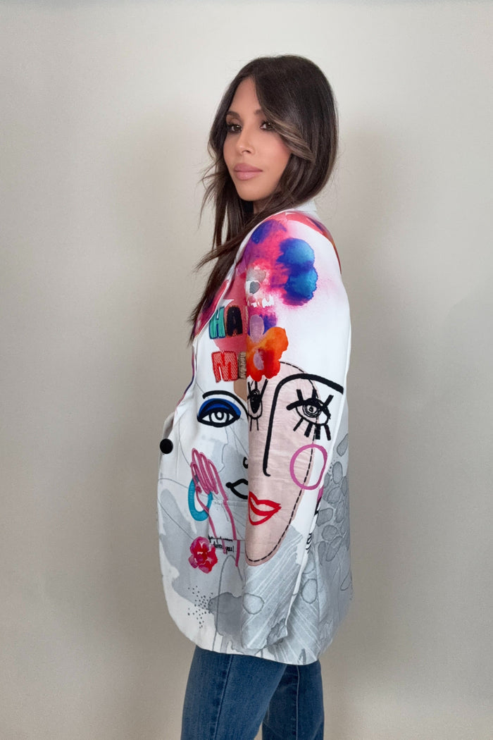 Style the Italian Picasso Print Blazer exclusively at Born To Glam