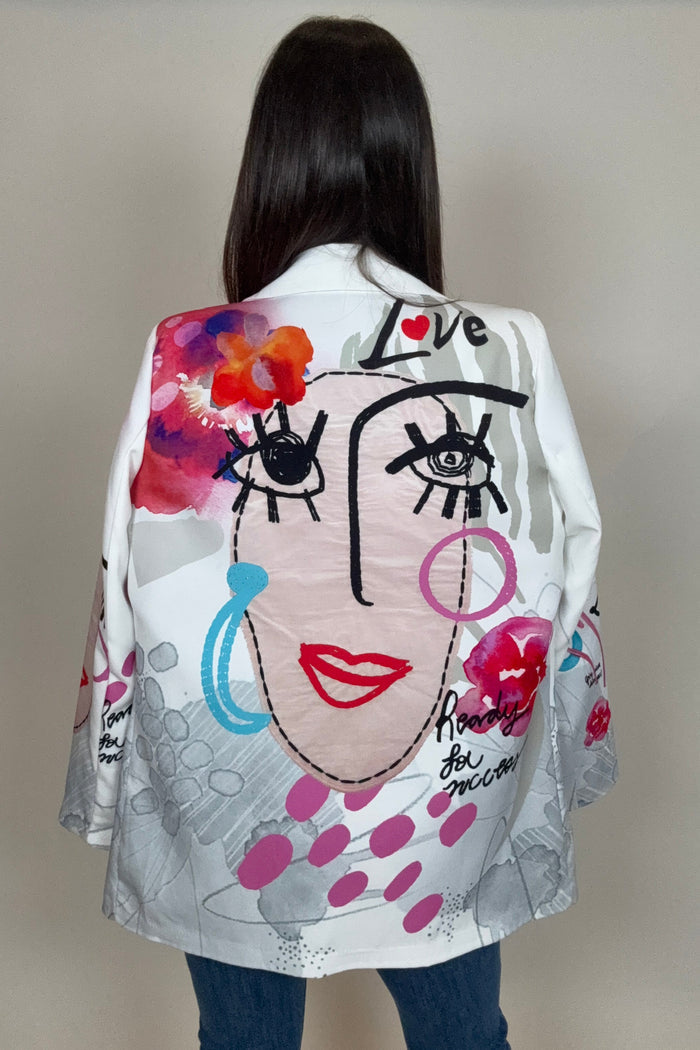 Style the Italian Picasso Print Blazer exclusively at Born To Glam