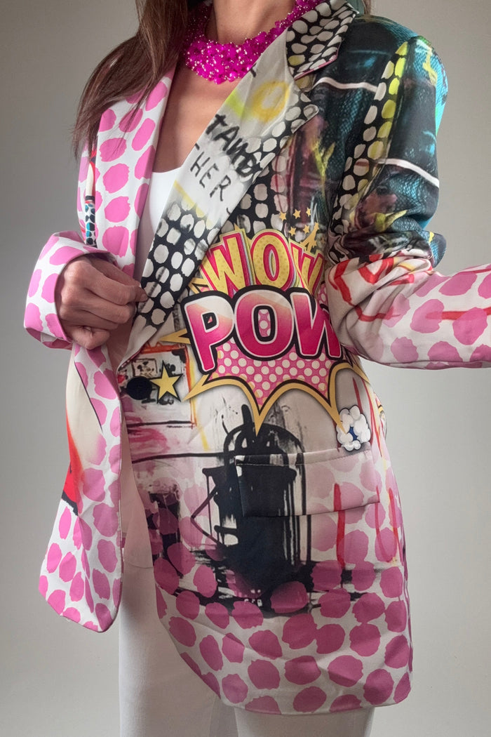 Style the Italian Pop Art Print Blazer exclusively at Born To Glam