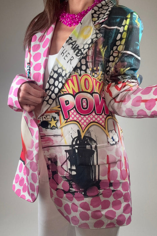 Style the Italian Pop Art Print Blazer exclusively at Born To Glam