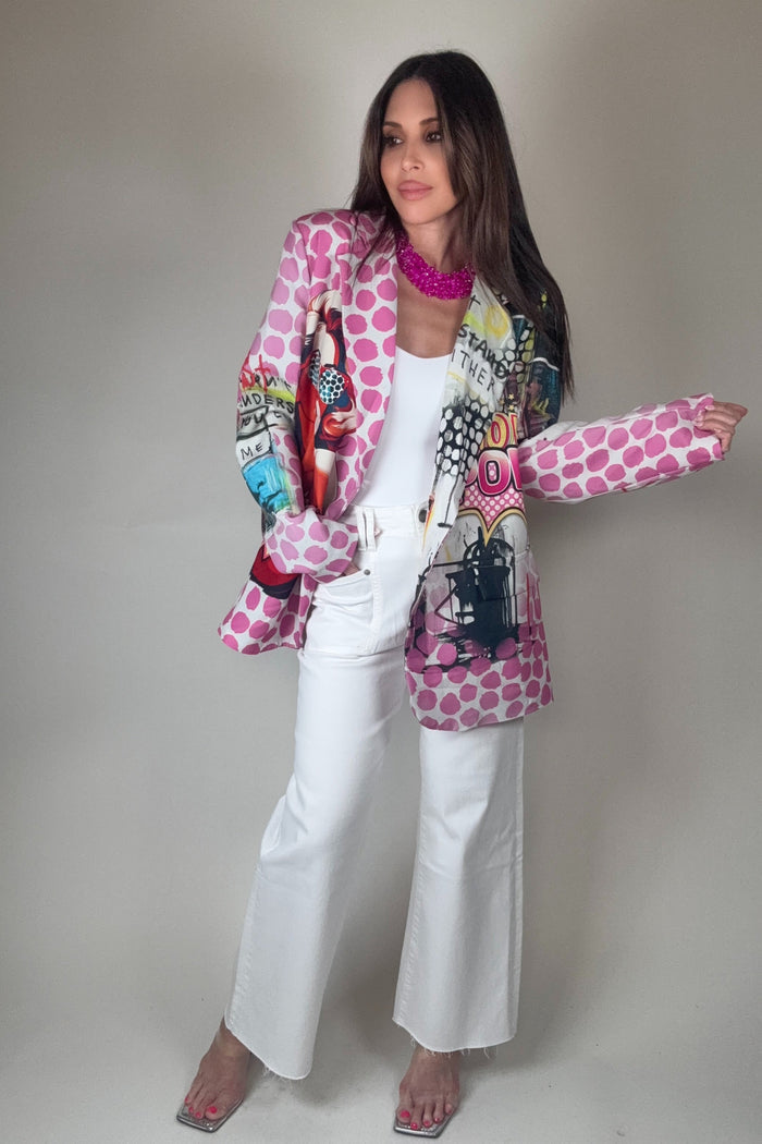 Style the Italian Pop Art Print Blazer exclusively at Born To Glam
