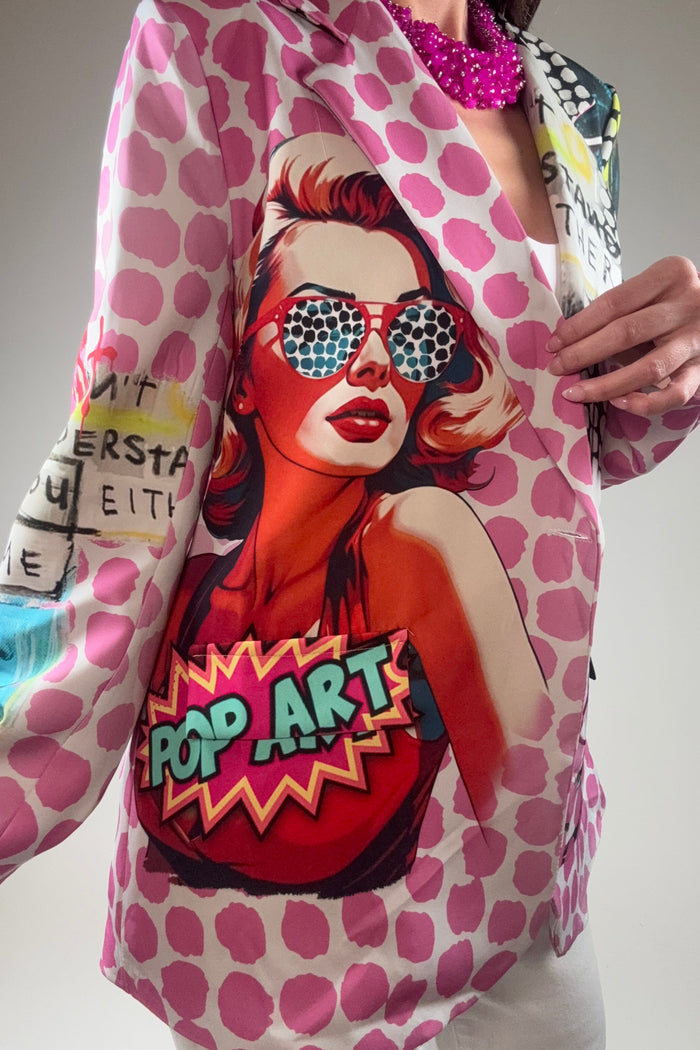 Style the Italian Pop Art Print Blazer exclusively at Born To Glam