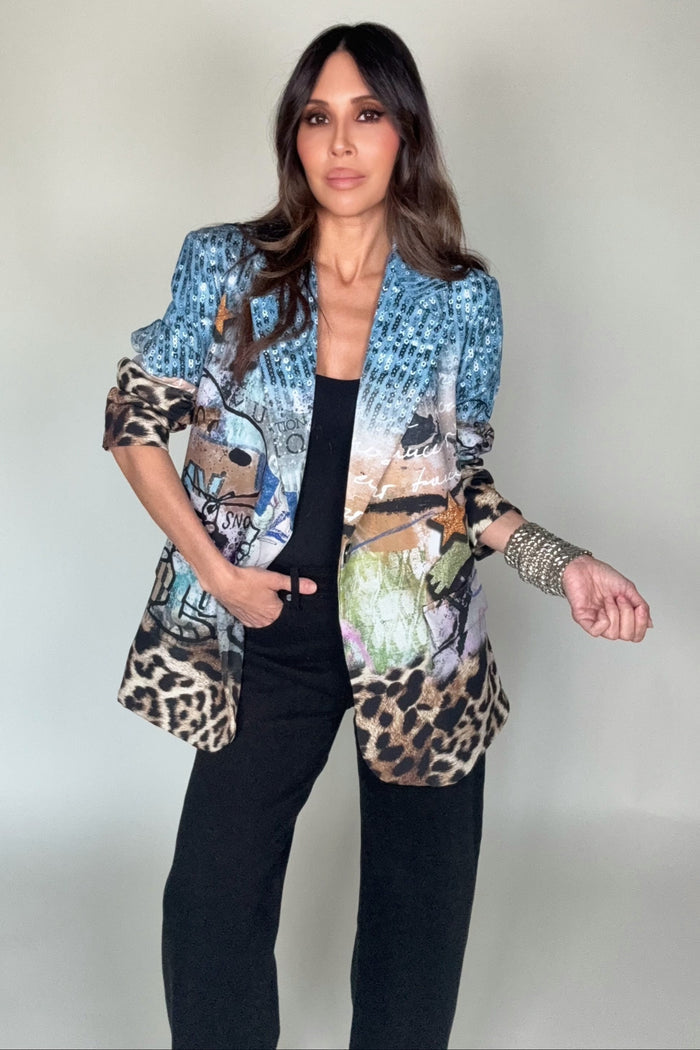 Style the Italian Snoopy Print Blazer exclusively at Born To Glam