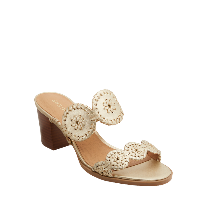 Front view of the Jack Rogers Lauren Mid Heel - Platinum