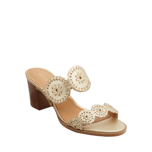 Front view of the Jack Rogers Lauren Mid Heel - Platinum