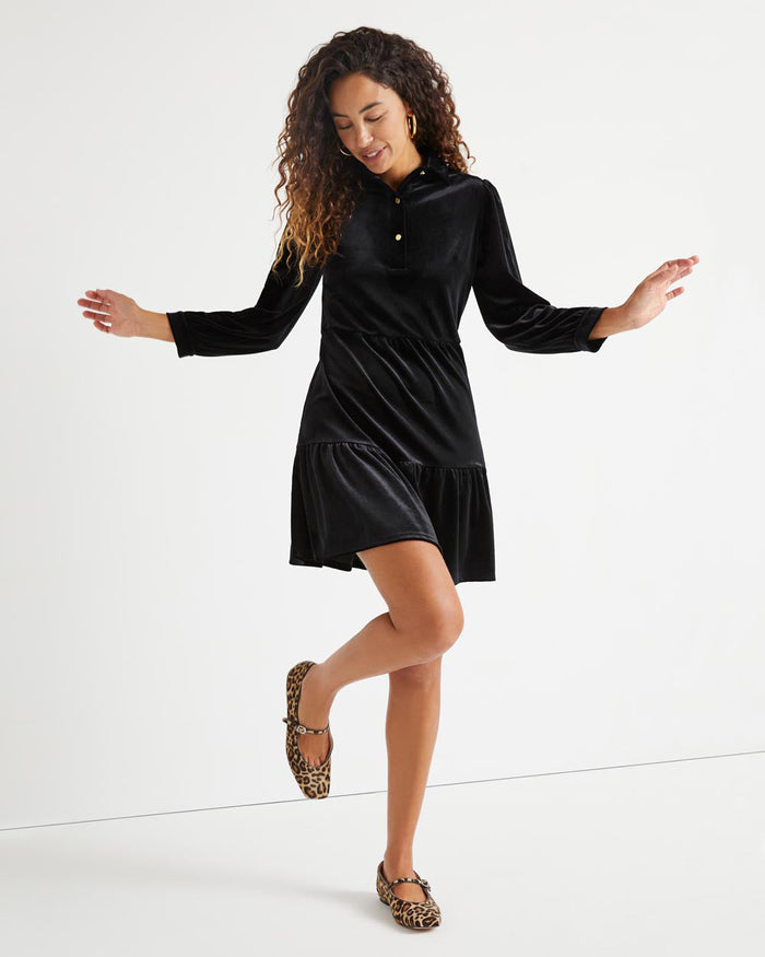 Jude Connally Henley Velvet - Black