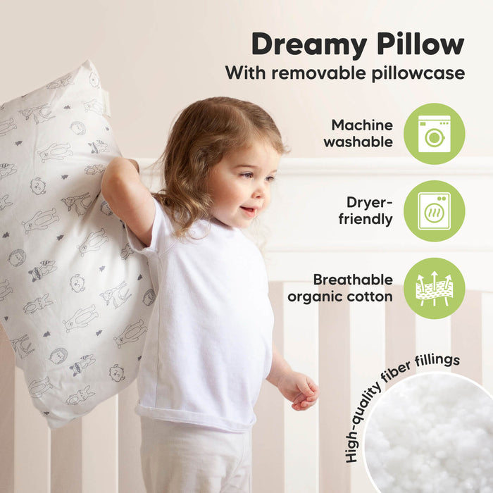 Dreamy Pillow: With removable pillowcase, Machine washable, Dryer-friendly, Breathable organic cotton