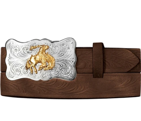 Justin Kids  Brown Embossed Cowhide Belt