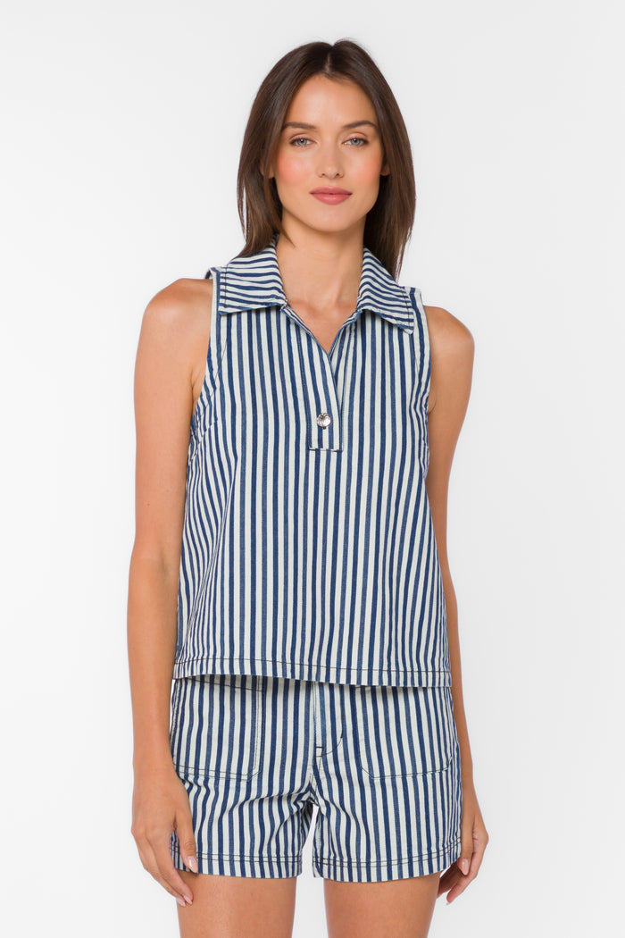 Kensey Indigo Stripe Top - Tops - Velvet Heart Clothing