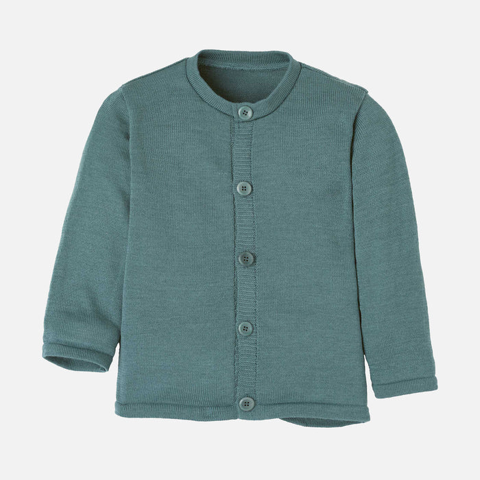 Kids Merino Wool Cardigan - Eucalyptus