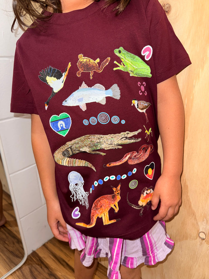 Larrakia fauna burgandy / Kids 2