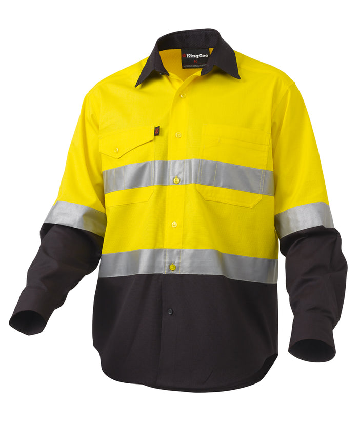 King Gee Workcool 2 Hi Vis Reflective Spliced Shirt L/S