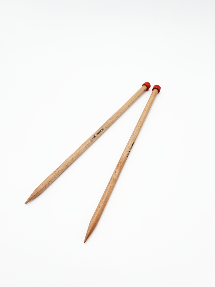 KnitPro Basix Beech Straight Needles 10mm 30cm (US 15 / 12")