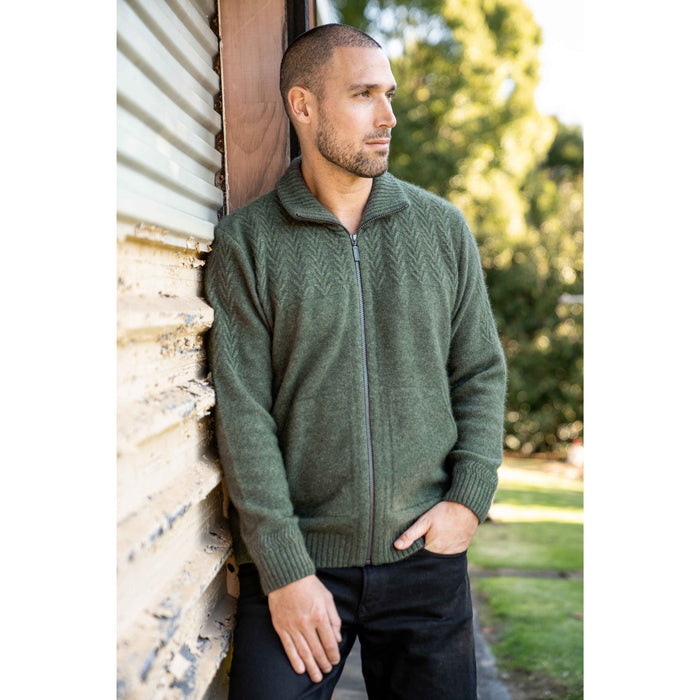 Koru - Merino and Possum Men's Chevron Zip Jacket