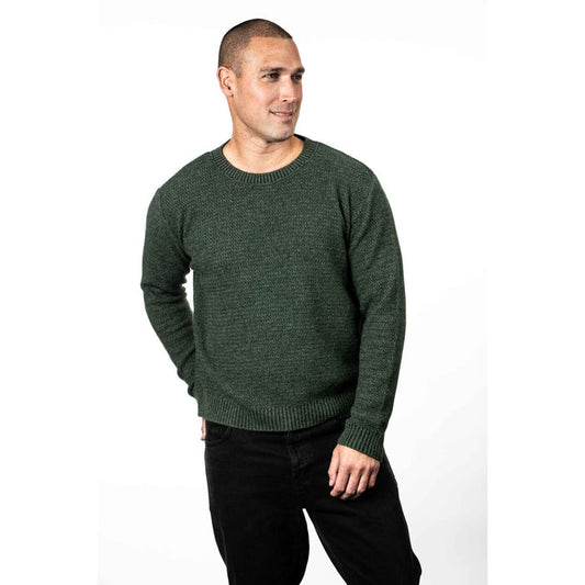 Koru - Merino & Possum Moss Stitch Plated Jumper (KO884)Moss/Dark Green